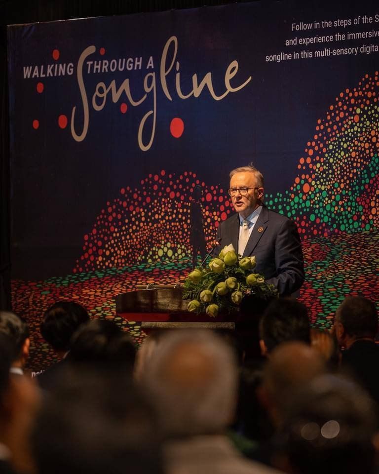 The Prime Minister of Australia has launched an interactive Aboriginal art exhibition in Phnom Penh.