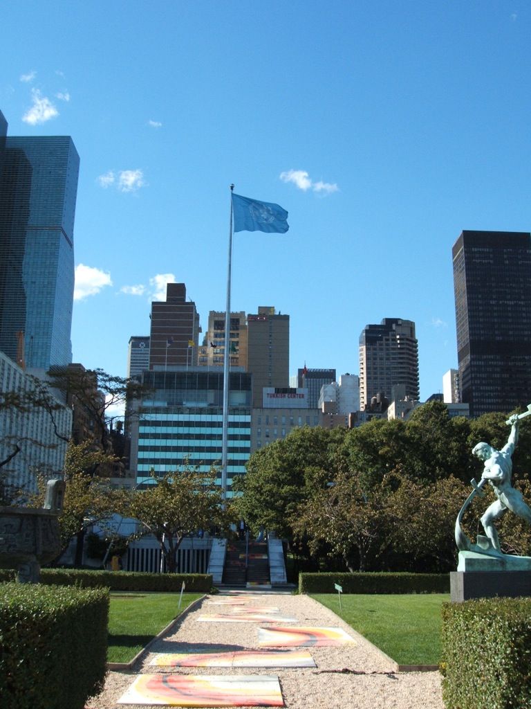 The United Nations flag flying at UN headquarters in New York